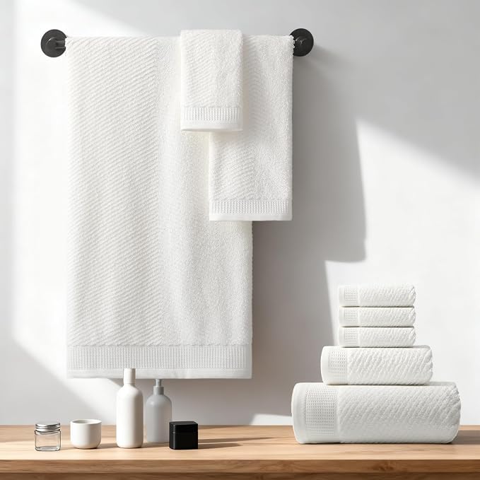 REDKISS Luxury Bath Towel Set of 8, 100% Cotton Bathroom Towels Set - Image 2