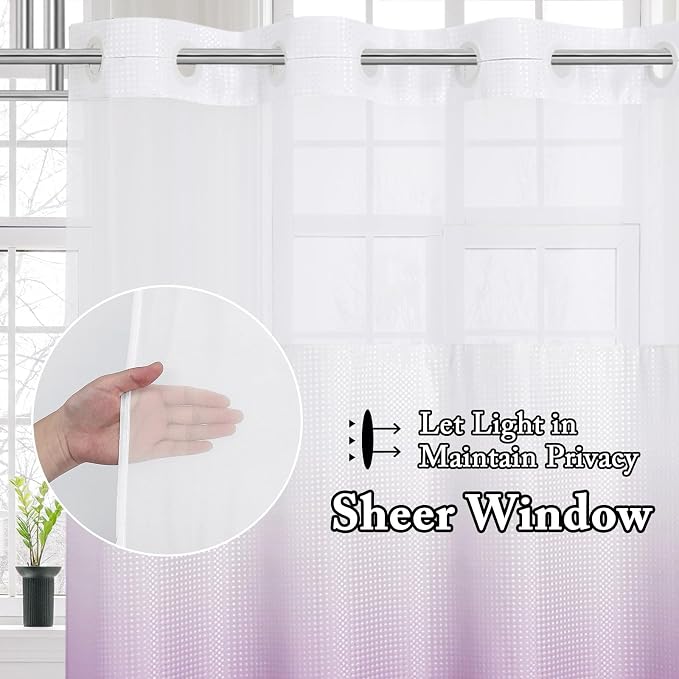Gibelle No Hook Waffle Weave Shower Curtain - Image 2