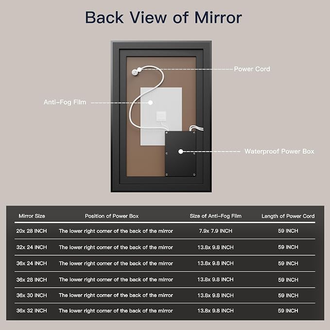 ISKM Framed LED Mirror for Bathroom 36"x24", Dimmable LED Bathroom Mirror - Image 6