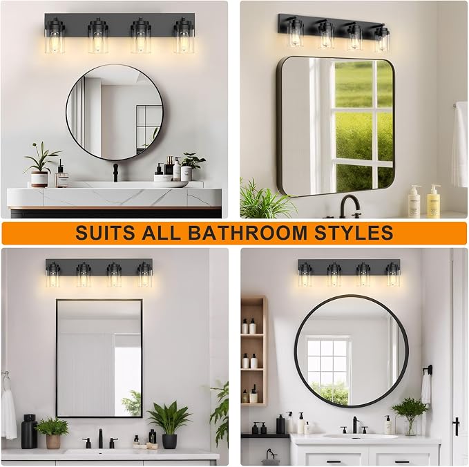 IZORRO Bathroom Vanity Light Fixture, 4-Light 27.5 Inch Matte Black Bathroom - Image 7