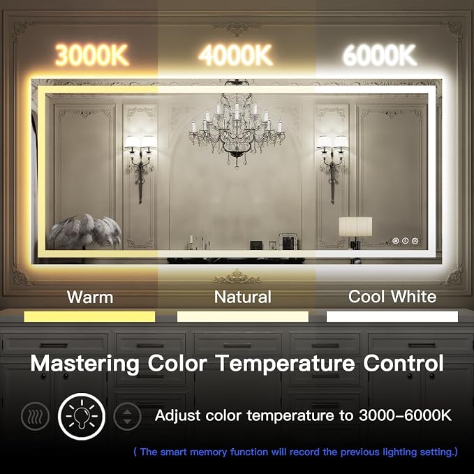 ISKM 51'' x 32'' LED Mirror for Bathroom Lighted Vanity Mirror for Wall Front - Image 4
