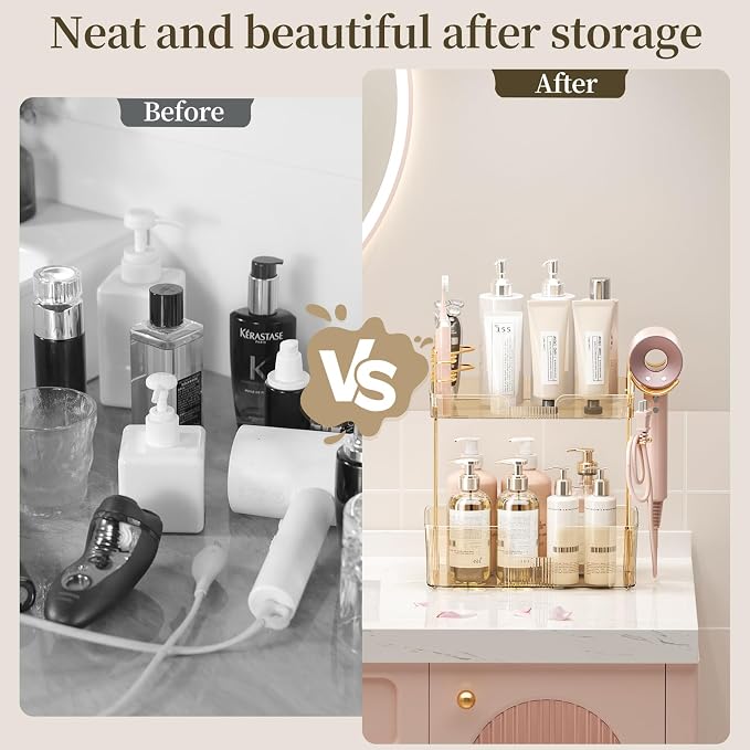 2 Tier Gold Bathroom Counter Organizer - Image 6