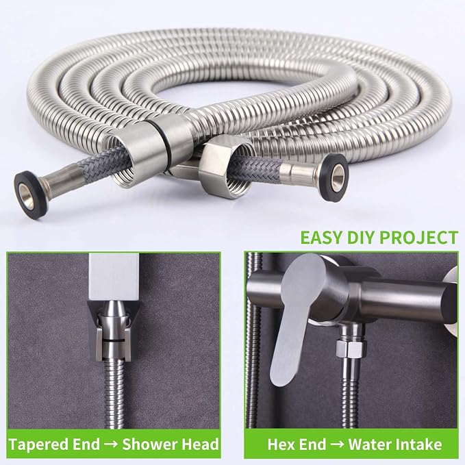Handheld Shower Hose 79", Angle Simple Stainless Steel Flexible Shower Sprayer - Image 7