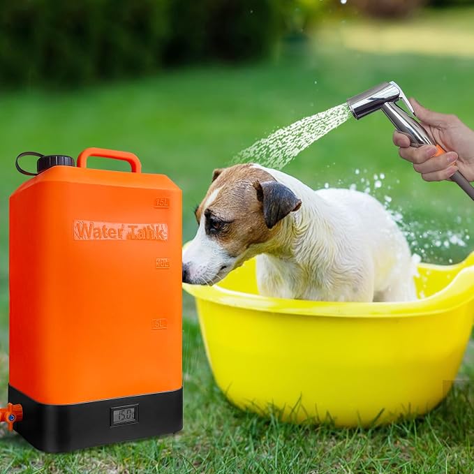 B. TAWD 4.5 Gallon Silicone Water Tank, Portable Camping Shower, USB Battery - Image 5