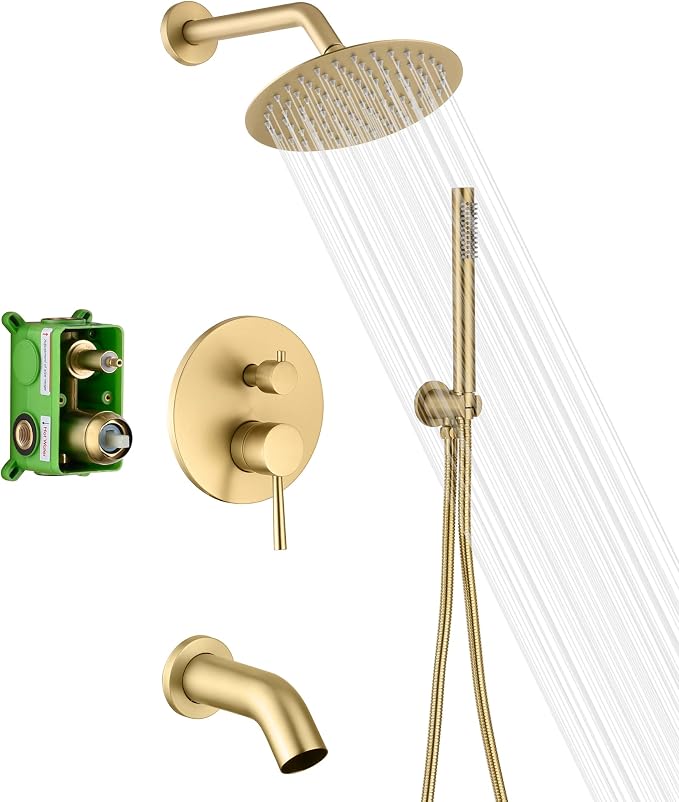 SUMERAIN Shower System with Tub Spout and Handheld Shower, Brass Rain Shower by SUMERAINFAUCETS