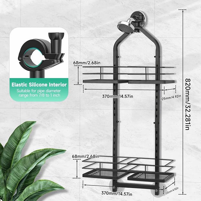 Shower Caddy Hanging for Handheld Showerheads Adjustable Height Extra Long - Image 2