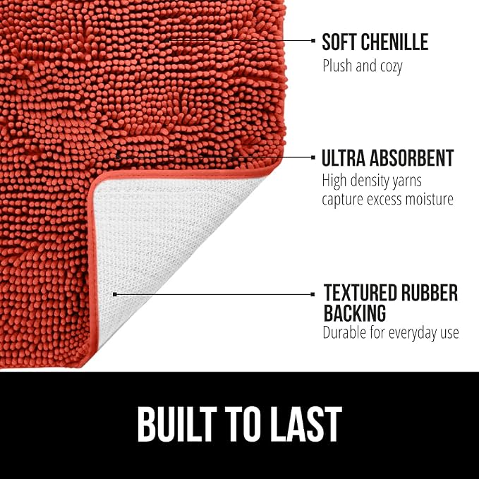 GORILLA GRIP Bath Rug Mat 60x24, Thick Soft Absorbent Chenille, Quick Dry - Image 2
