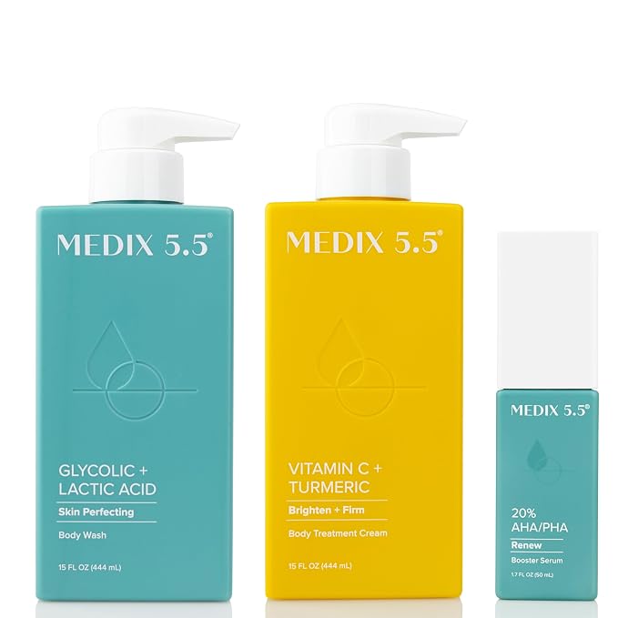 MEDIX Anti Aging Skin Care 3PC Set | Exfoliating AHA Glycolic Acid Foaming Face by Medix55