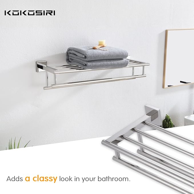 KOKOSIRI Bath Towel Rail Bathroom Towel Rack Towel Holder 24 Inch Towel Shelf - Image 4