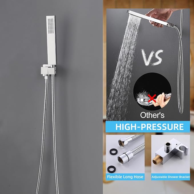 Thermostatic Shower System 16 Inch Ceiling Mount Brushed Chrome Shower System - Image 7