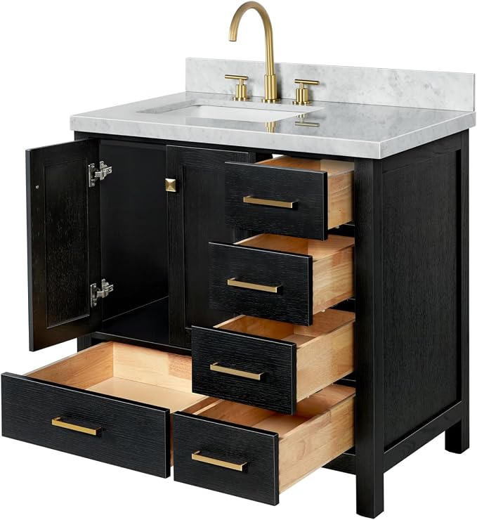 ARIEL Cambridge 37 Inch Single Rectangular Sink Bathroom Vanity - Image 6