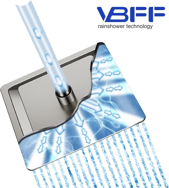 VBFF-Shower Head, rain shower head, 10 inch- Square Shower Head, 1.8 GPM Flow - Image 3