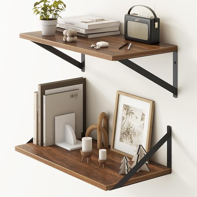 Fun Memories 20 Inch Floating Shelves, Deep Wall Shelves by FunMemories