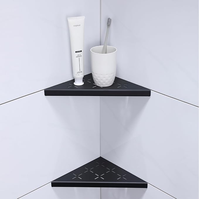 8" Corner Shower Shelf, Recessed Corner Shelf Organizer Rack, No Drilling by XiarnotogiHome