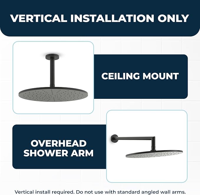 HammerHead Showers® Solid Metal 12 Inch Rainfall Shower Head, Large Rain Shower - Image 5