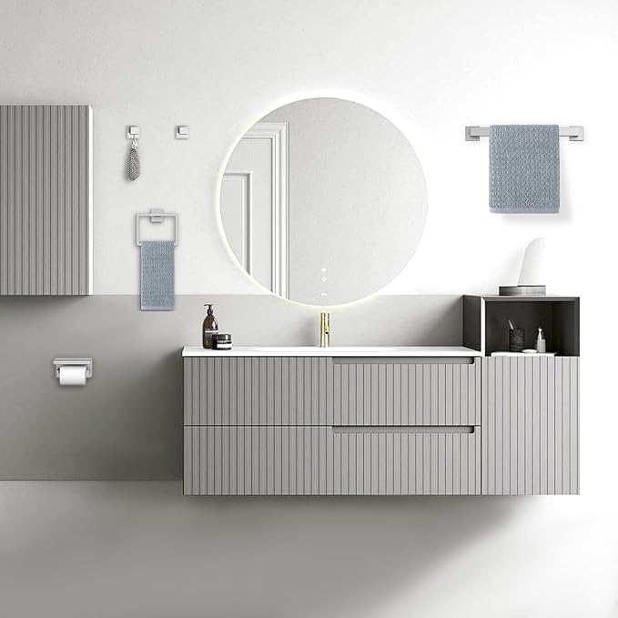 10-Pieces Brushed Nickel Bathroom Hardware Accessories Set, 23.6 Inch Towel Bar - Image 6