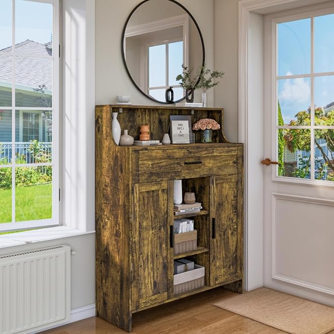 Storage Cabinet with Doors and Drawers, Kitchen Storage Cabinet with 1 Large - Image 7