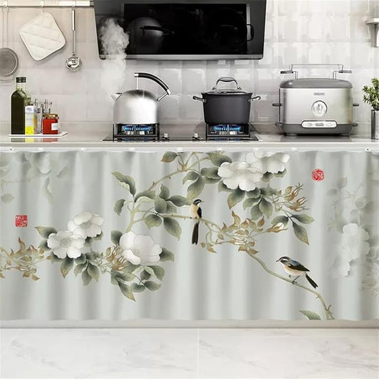 SK Studio Short Curtains for Kitchen, Cabinet Shelf Dust-Proof Blackout Tier by SK+Studio