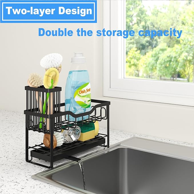 2-Tier Sponge Holder for Kitchen Sink, Caddy Organizer - Image 3