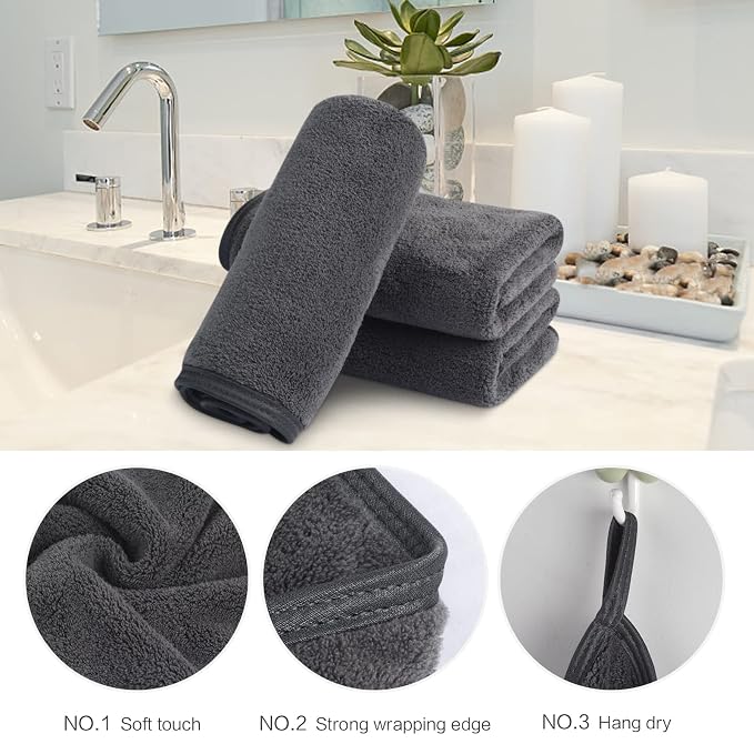 SINLAND Absorbent Coral Velvet Washcloth Ultra Soft Microfiber Face Towels 12 x - Image 5