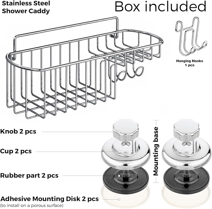 HASKO Shower Caddy Suction Cup, Shower Shelf - Image 4