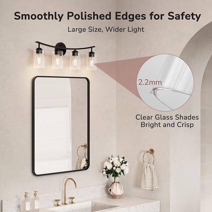USHOWER 4-Light Bathroom Light Fixtures, Vanity Lights - Image 5