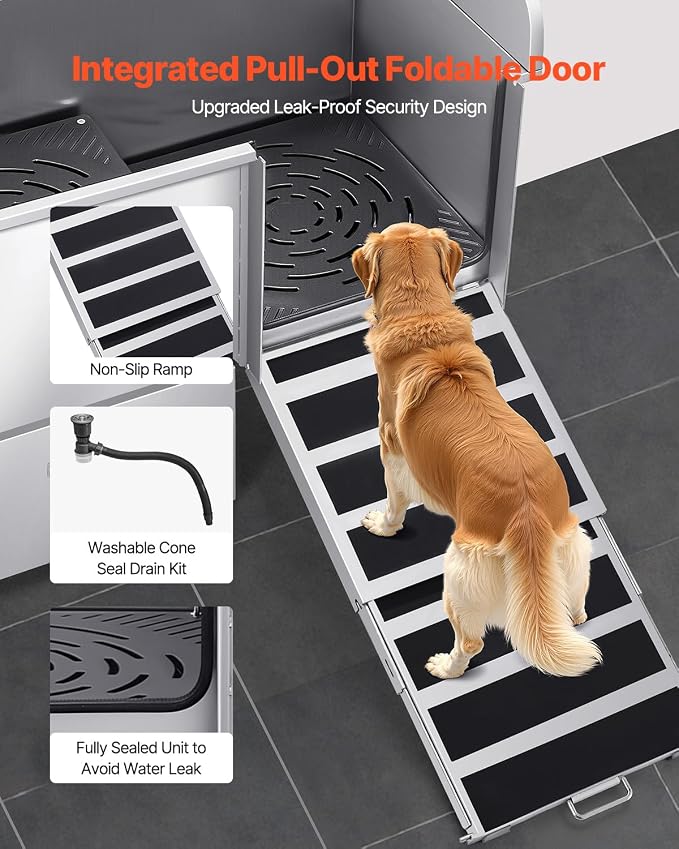 VEVOR Professional 304 Stainless Steel Dog Bathing Station, 50 inch Pet - Image 3