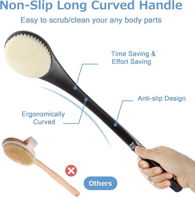 Body Back Scrubber – 17'' Long Handle Shower Brush, Durable Exfoliator - Image 4