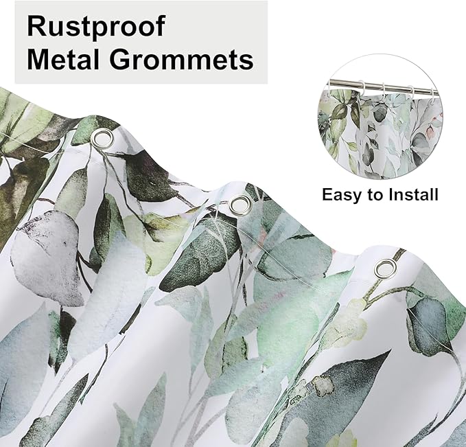 Colorful Star Sage Green Eucalyptus Waterproof Shower Curtain Set - Image 5