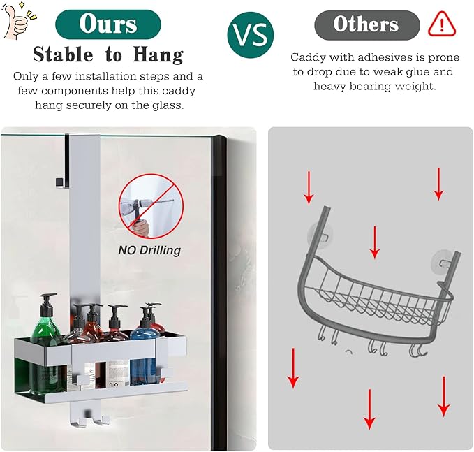 Emibele Over The Door Shower Caddy, 304 Stainless Steel Hanging Shower Caddy - Image 6