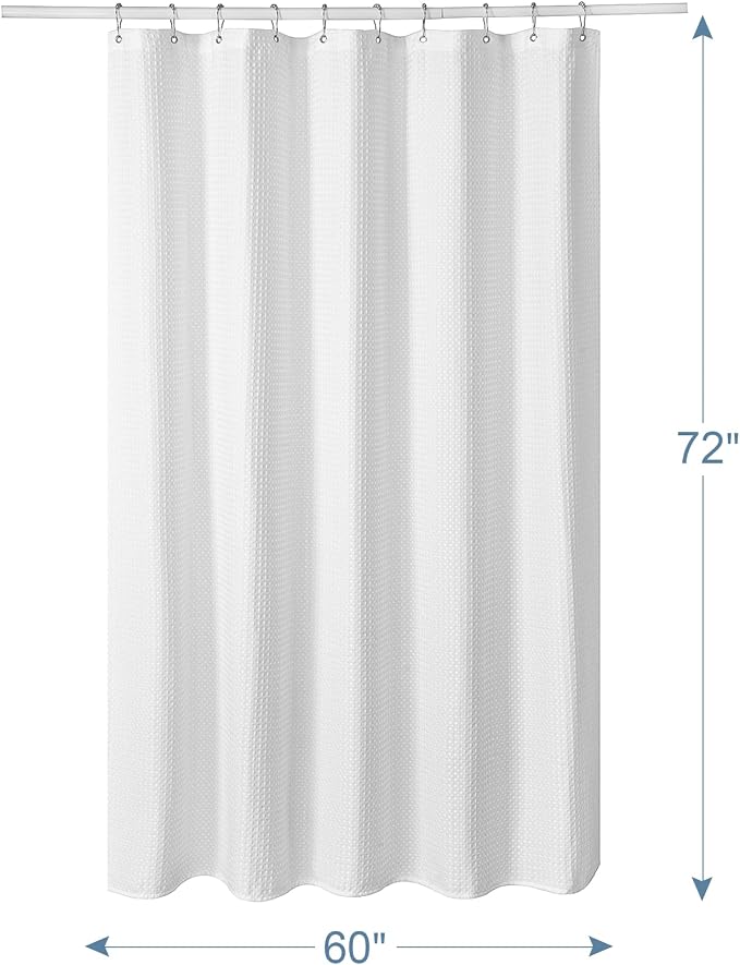 AmazerBath Waffle Shower Curtain White, Stall Shower Curtain, Heavy Duty Fabric - Image 7