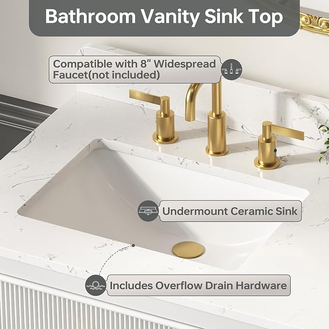 36 Inch Bathroom Vanity with Sink, Undermount Single Sink Vanity with - Image 4