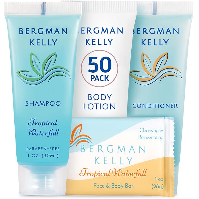 BERGMAN KELLY Hotel Toiletries Bundle 4-Piece Set: 50 Rectangular Bar Soap by BERGMANKELLY