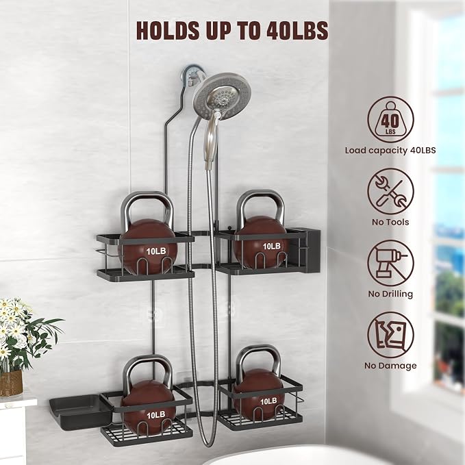 REINHARDT Adjustable Shower Caddy Hanging Rustproof Shower Caddy - Image 3