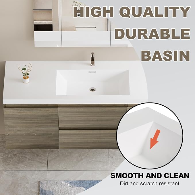 Floating Vanity Bathroom, 60 Inch Bathroom Vanity - Image 3