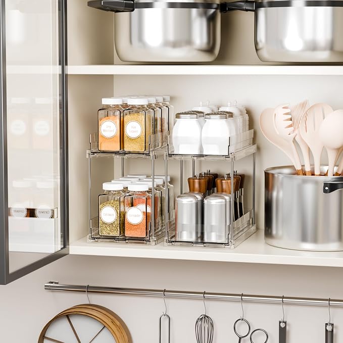 Yieach 2 Tier Pull Out Cabinet Organizer and Medicine Cabinet Storage - Image 9