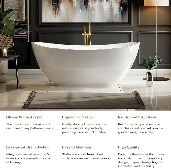 Empava 69 Inch Freestanding Bathtub - Image 7
