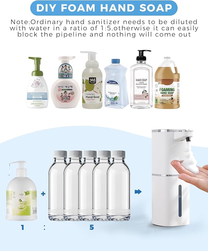 Automatic Foaming Soap Dispenser, 12.8oz Rechargeable, Adjustable Foam Levels - Image 7
