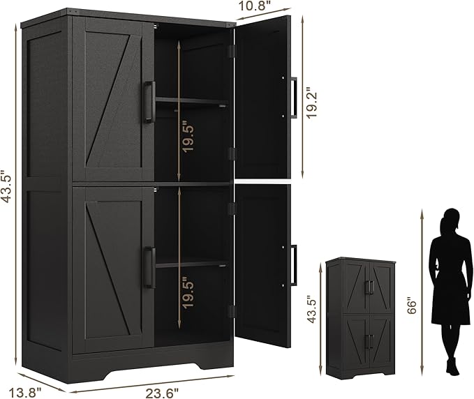 Treocho Bathroom Floor Cabinet, Farmhouse Bathroom Storage Cabinet - Image 2