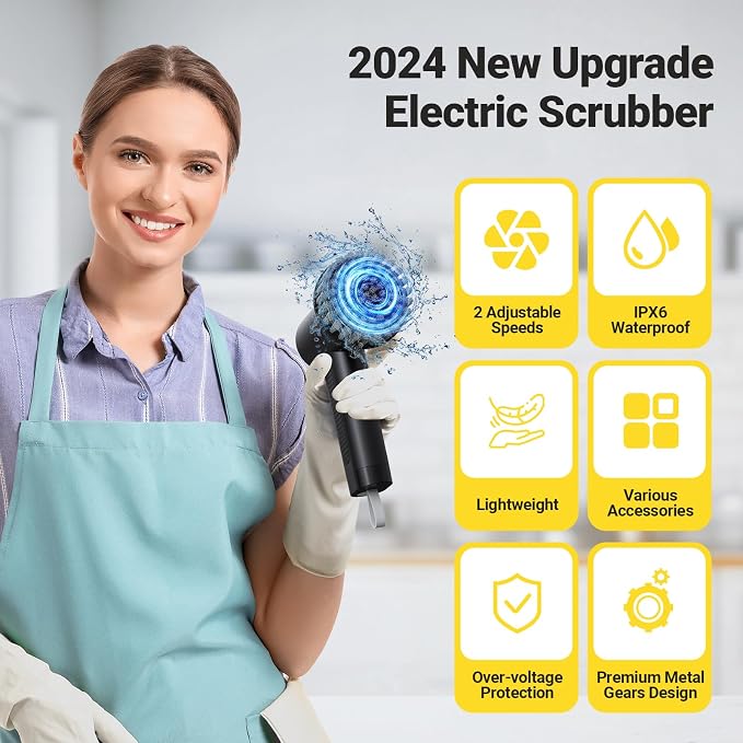 Electric Spin Scrubber, 2000 mAh Cordless Power Scrubber - Image 6