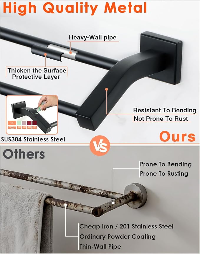 Alise Double Bath Towel Bars Towel Racks - Image 6