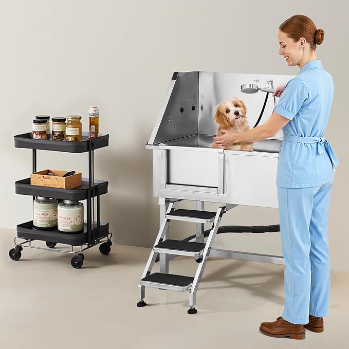 VEVOR 38 Inch Stainless Steel Dog Washing Station, Pet Grooming Tub - Image 8