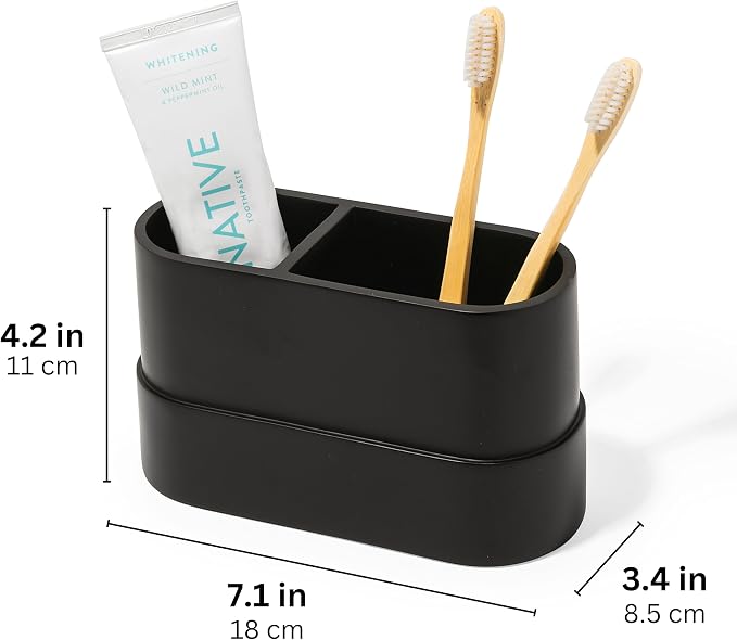 Matte Black Large Toothbrush and Toothpaste Holder and Cup - Image 5