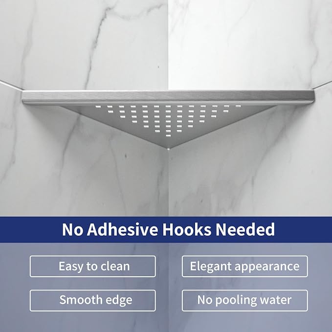 8'' Corner Shower Shelf 2 Pack, 304 Stainless Steel Grout in Shelves - Image 3