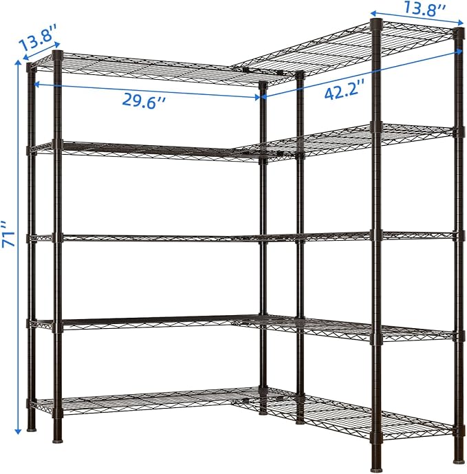 5 Tier Storage Racks Shelving, Heavy Steel Pantry Shelves, Adjustable Wire - Image 7