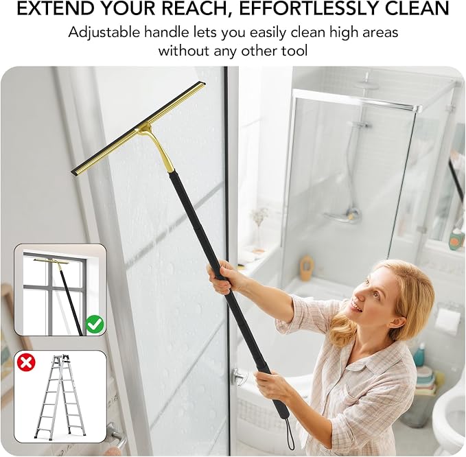Shower Squeegee with Long Handle, 15-51" Telescopic Squeegee - Image 2