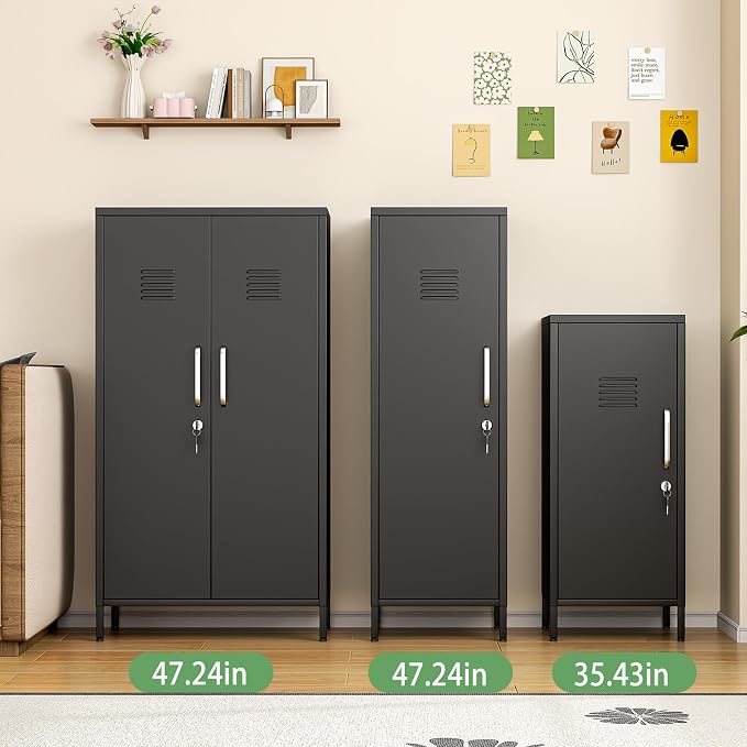 Narrow Storage Cabinet 51.18" H Bathroom Cabinet Metal Pantry Cabinets - Image 6