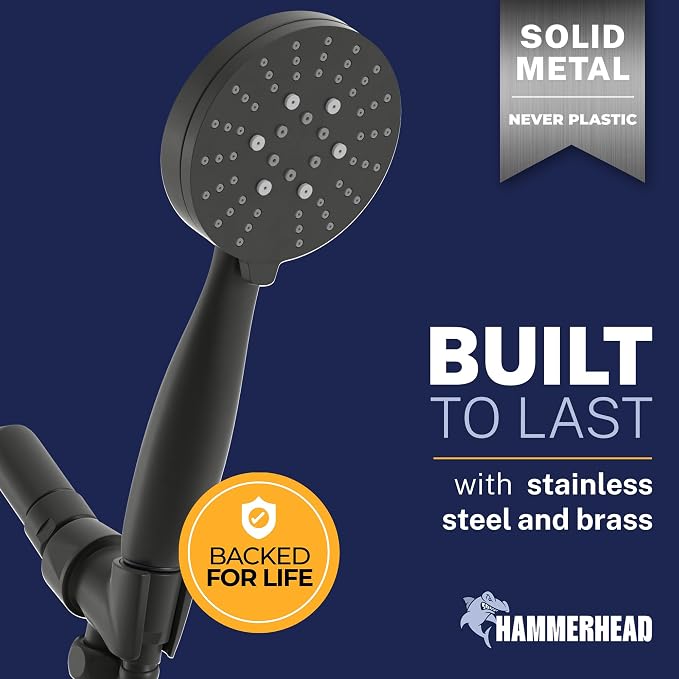 HammerHead Showers® Solid Metal 3-Spray Handheld Shower Head - Image 2