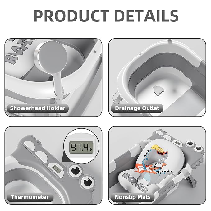 Collapsible Baby Bathtub for Newborn, Foldable Baby Bath Tub - Image 4