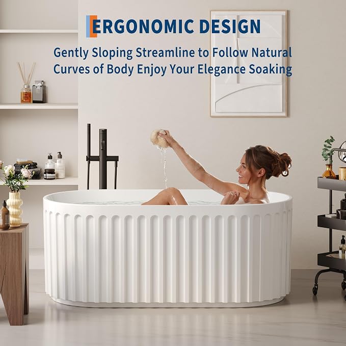 67" Freestanding Bathtub, Deep Soaking Tub - Image 4